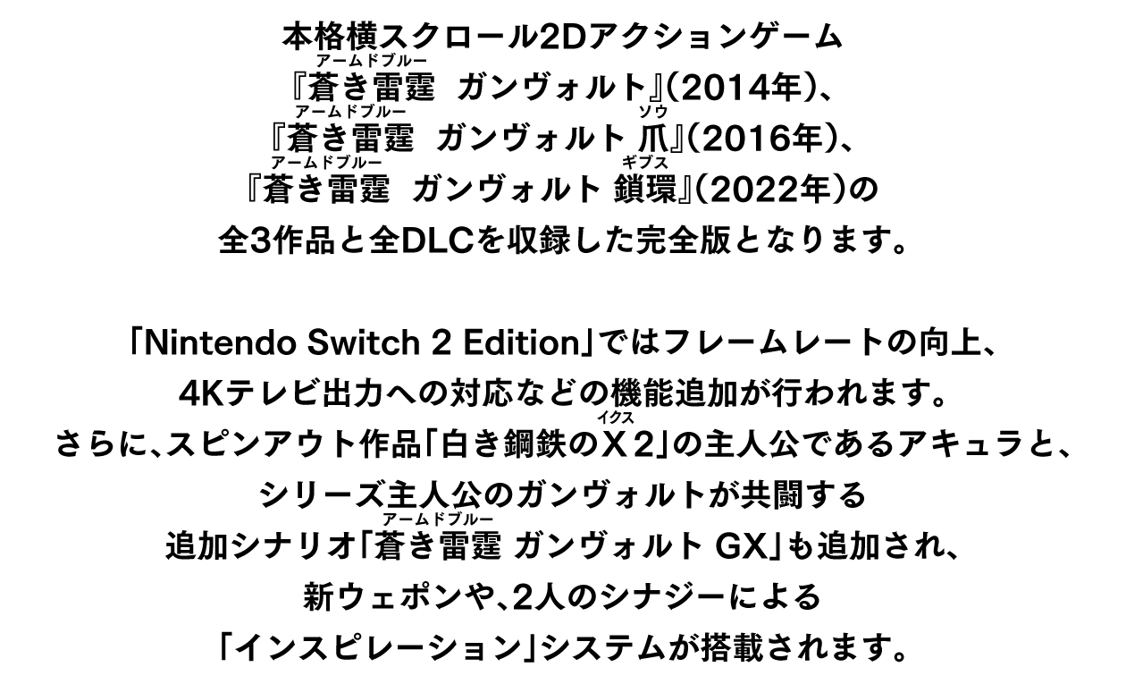 「蒼き雷霆（ルビ：アームドブルー） ガンヴォルト トライアングル エディション Nintendo Switch 2 Edition」とは
