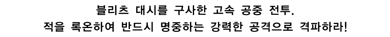 블리츠 대시를 구사한 고속 공중 전투. 적을 록온하여 반드시 명중하는 강력한 공격으로 격파하라!