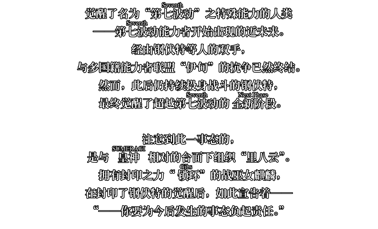 觉醒了名为“第七波动（Seventh）”之特殊能力的人类──第七波动（Seventh）能力者开始出现的近未来。