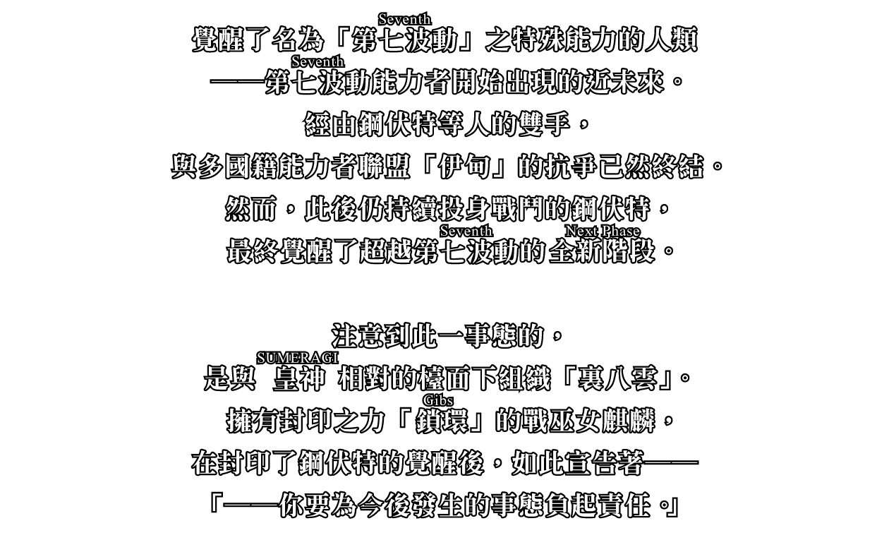 覺醒了名為「第七波動（Seventh）」之特殊能力的人類──第七波動（Seventh）能力者開始出現的近未來。